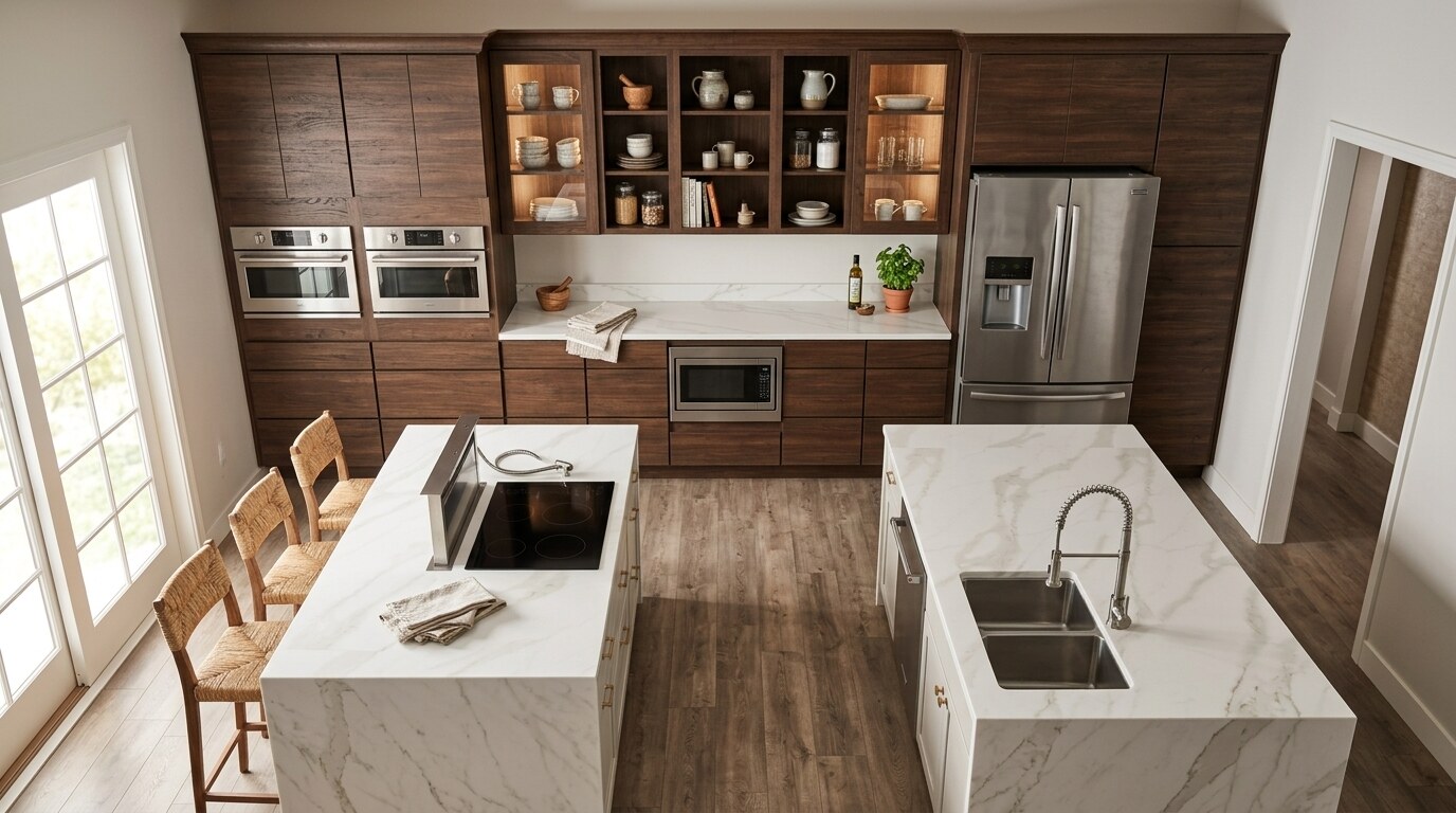 Custom kitchen design, photorealistic visualization